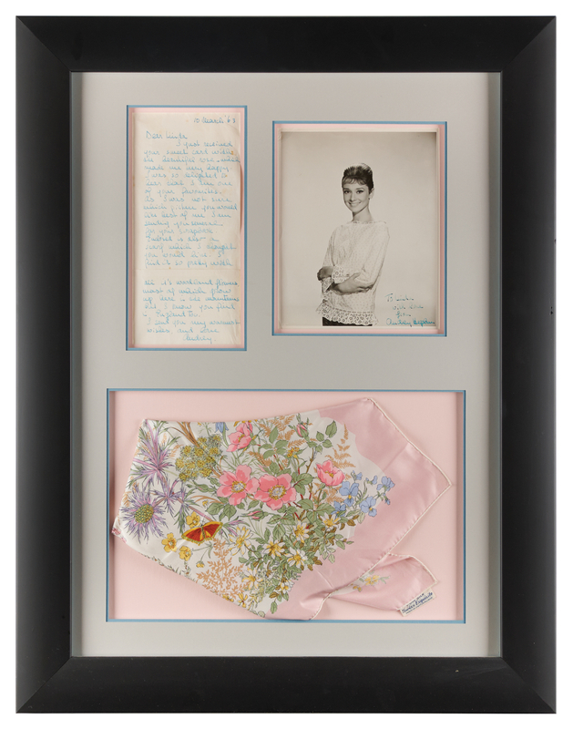 Lot 5105 Audrey Hepburn Signed Photograph, Autograph Letter Signed, and Silk Scarf Sent to a Hospitalized Admirer