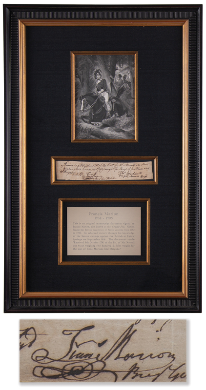 Lot 5003 Francis Marion Revolutionary War-Dated Document Signed, Procuring Beef for His Brigade During Their 1781 Campaign Against the British