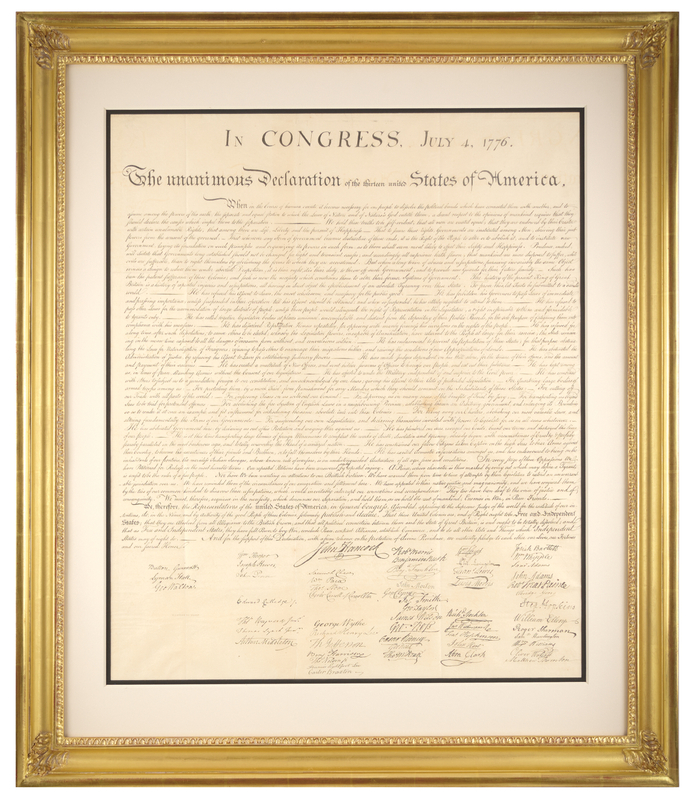 Lot 5001 Declaration of Independence: Force Print from W. J. Stone's Copperplate (c. 1833)