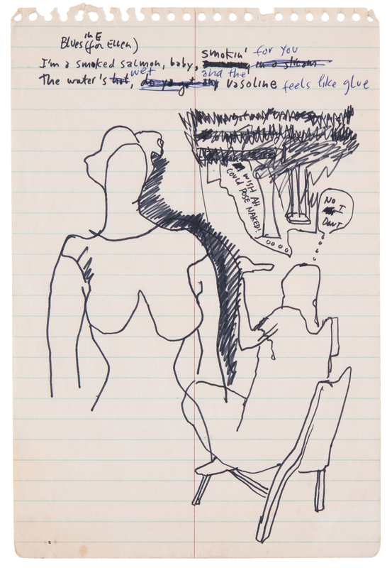 Lot 5089 Bob Dylan Original Drawing and Lyric Fragment: 