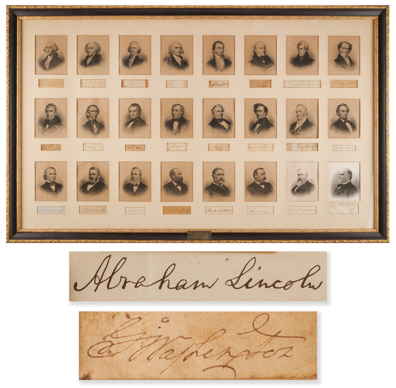 Lot 5015 American Presidents: Signature Display of the First 25 Presidents, George Washington Through William McKinley