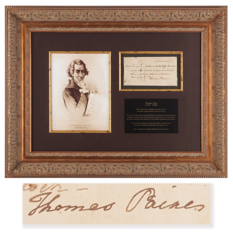 Lot 5008 Thomas Paine Autograph Letter Signed to Ira Allen, Addressed from Paris During the French Revolution