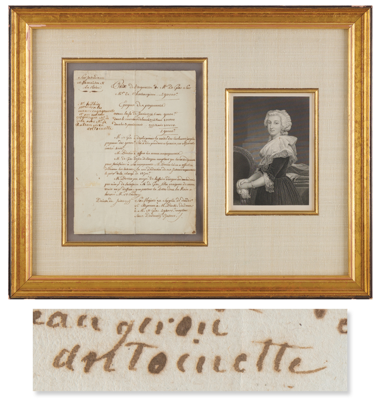 Lot 5045 Marie Antoinette Autograph Endorsement Signed as Queen of France, Approving a Financial Agreement (July 1779)