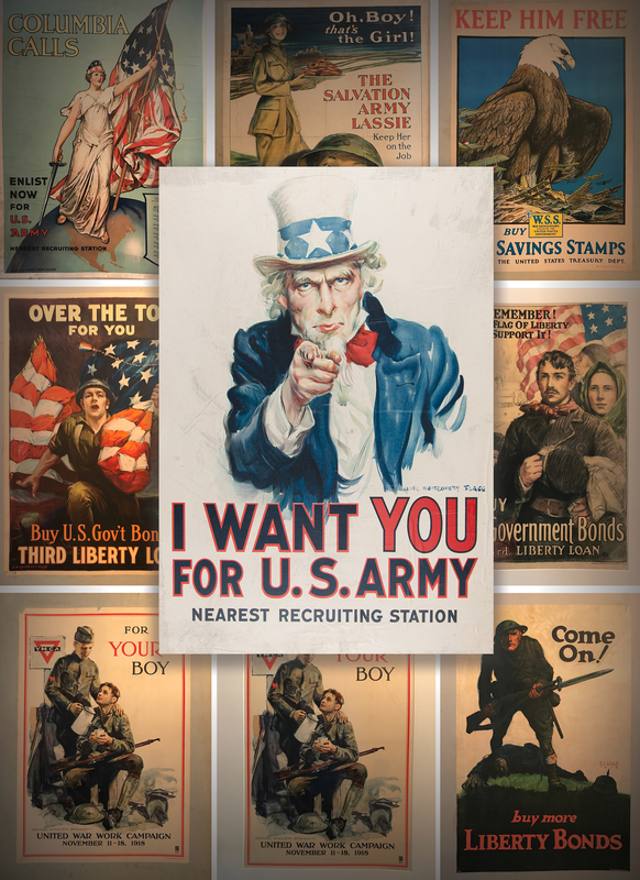 Lot 5051 World War I Poster Collection - (36) American Propaganda Posters, Highlighted by James Montgomery Flagg's Uncle Sam: 