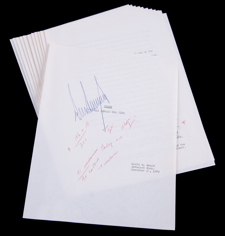Lot 5029 Donald Trump Signed High School Term Paper, 