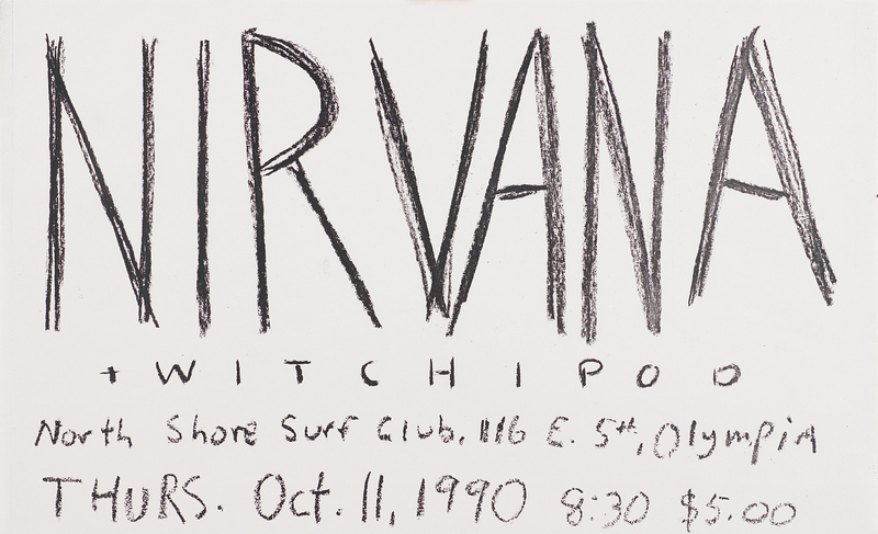 Lot 5101 Nirvana Rare Original Concert Mini-Poster for Dave Grohl's First Show with the Band (North Shore Surf Club in Olympia, Washington, on October 11, 1990)