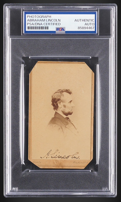 Lot 5020 Abraham Lincoln Signed Carte-de-Visite Portrait, Donated to Benefit a Union Soldiers’ Aid Society in 1864