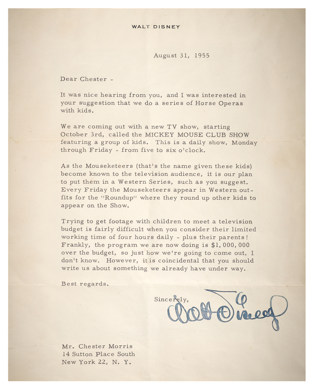 Lot 5107 Walt Disney Typed Letter Signed on the Creation of the 