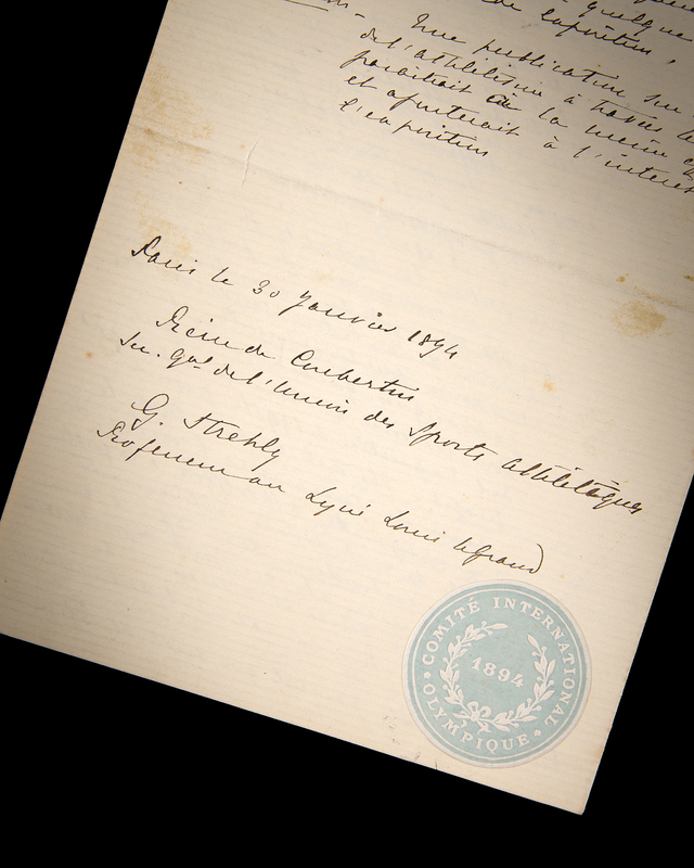 Lot 5111 Pierre de Coubertin Autograph Document Signed - His Handwritten Blueprint for the Revival of the Olympic Games, January 1894