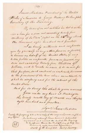 Lot #5017 War of 1812: John Quincy Adams and Albert Gallatin Letter Signed with $6 Million European Loan Document Archive - Image 11