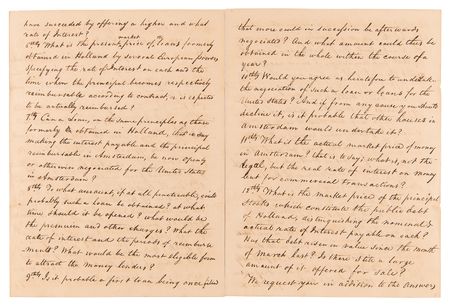Lot #5017 War of 1812: John Quincy Adams and Albert Gallatin Letter Signed with $6 Million European Loan Document Archive - Image 6