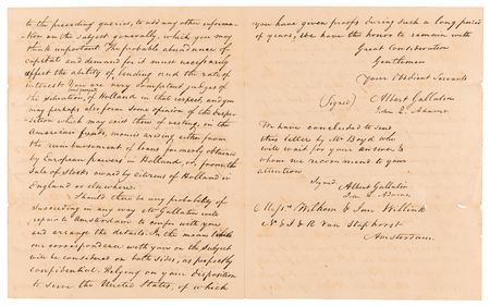 Lot #5017 War of 1812: John Quincy Adams and Albert Gallatin Letter Signed with $6 Million European Loan Document Archive - Image 7