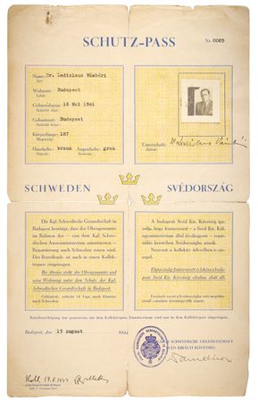 Lot #5054 Raoul Wallenberg Signed Schutz-Pass