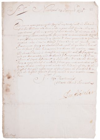 Lot #5044 King William's War: Archive of Letters and Documents Signed by King William III, Queen Mary II, and Colonial Governors of North America, for 
