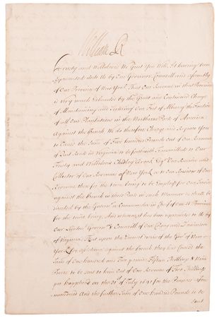 Lot #5044 King William's War: Archive of Letters and Documents Signed by King William III, Queen Mary II, and Colonial Governors of North America, for 