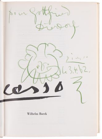 Lot #5075 Pablo Picasso Signed Book with Sketch - Picasso by Wilhelm Boeck - Image 2