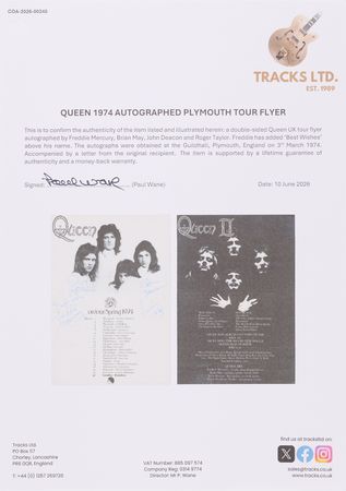 Lot #5097 Queen Signed 'Queen II' Handbill from Their First Headlining UK Tour (1974) - Image 3