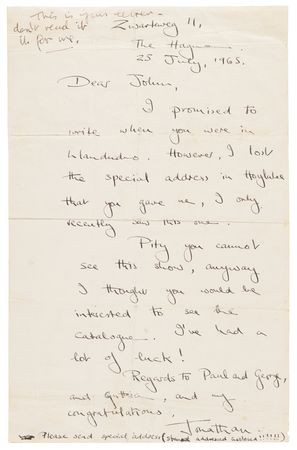 Lot #5093 Beatles: John Lennon Twice-Signed Autograph Letter to Art School Friend Jonathan Hague, with Original ‘Jesus Christ’ Sketch, “This is guess who?” - Image 3