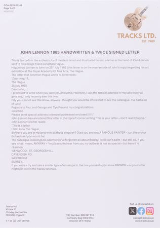 Lot #5093 Beatles: John Lennon Twice-Signed Autograph Letter to Art School Friend Jonathan Hague, with Original ‘Jesus Christ’ Sketch, “This is guess who?” - Image 4