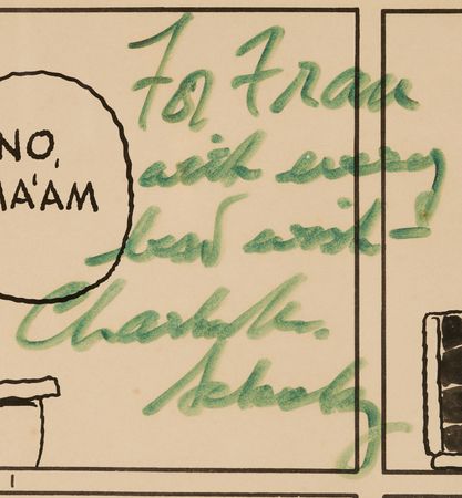 Lot #5108 Charles Schulz Signed Original Hand-Drawn Peanuts Sunday Comic Strip (March 24, 1985) - Image 2