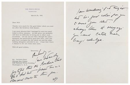 Lot #5026 Carleton V. Kent Archive of Presidential Correspondence and White House Material from John F. Kennedy, Dwight D. Eisenhower, Harry S. Truman, and Robert F. Kennedy (1942-1964) - Image 2