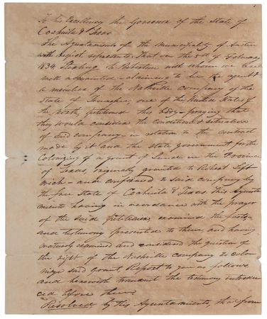 Lot #5038 William Barret Travis Document Signed - 1834 Texas Colonization Petition, a Legal Flashpoint on the Road to the Alamo - Image 2