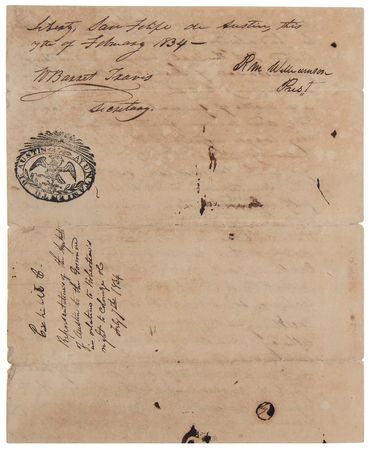 Lot #5038 William Barret Travis Document Signed - 1834 Texas Colonization Petition, a Legal Flashpoint on the Road to the Alamo - Image 4