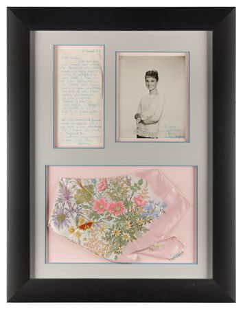 Lot #5105 Audrey Hepburn Signed Photograph, Autograph Letter Signed, and Silk Scarf Sent to a Hospitalized Admirer - Image 1