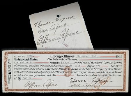 Lot #5109 Al Capone and Family Twice-Signed 'Gold Coin' Chicago Bank Document - Image 1