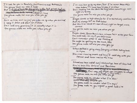 Lot #5090 Bob Dylan Handwritten Working Lyrics for Blood on the Tracks - Idiot Wind and You're Gonna Make Me Lonesome When You Go - Image 3