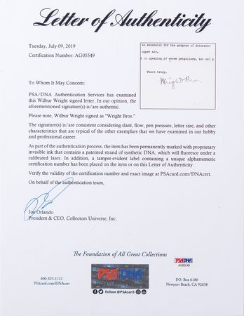 Lot #5067 Wilbur Wright Typed Letter Signed to Dictionary Publisher Funk & Wagnalls on the Language of Flight: 