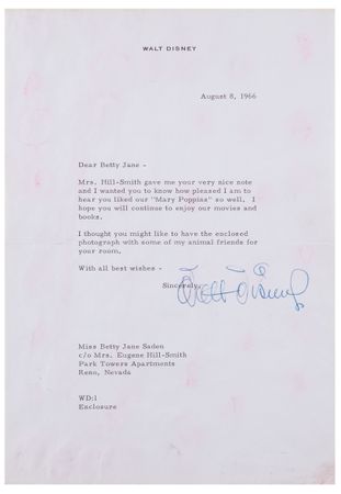 Lot #5106 Walt Disney Typed Letter Signed: I