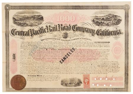 Lot #5041 Leland Stanford Signed Bond of the