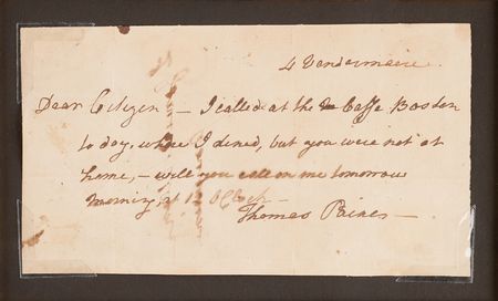 Lot #5008 Thomas Paine Autograph Letter Signed to Ira Allen, Addressed from Paris During the French Revolution - Image 2