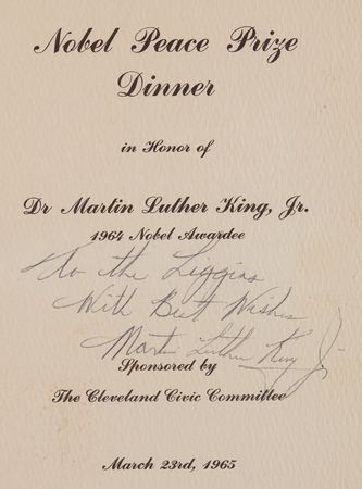 Lot #5078 Martin Luther King, Jr. Signed ‘Nobel Peace Prize Dinner’ Program, Issued During the Selma-to-Montgomery March (March 23, 1965) - Image 2