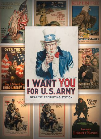 Lot #5051 World War I Poster Collection - (36) American Propaganda Posters, Highlighted by James Montgomery Flagg's Uncle Sam: 