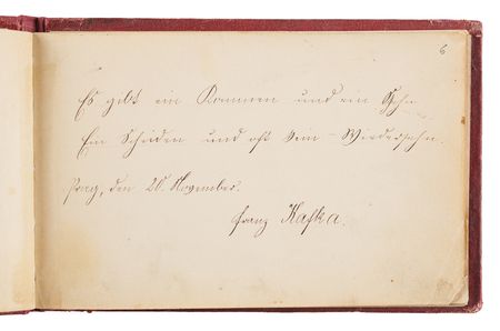 Lot #5077 Franz Kafka Autograph Quotation Signed (1897) - His Earliest Known Piece of Creative Writing, Penned at Age 14 - Image 2