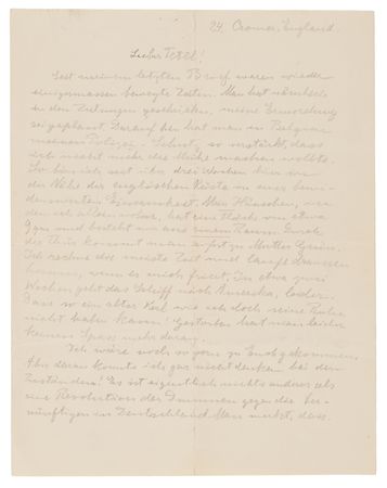 Lot #5065 Albert Einstein Autograph Letter Signed to His Son Eduard from His English Refuge amid Nazi Threats (1933) - “There were plans for my assassination” - Image 2