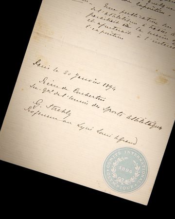 Lot #5111 Pierre de Coubertin Autograph Document