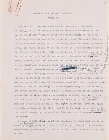 Lot #5085 Ernest Hemingway Hand-Annotated Anthology Manuscript (60+ Pages), Carrying His Commentary on A Farewell to Arms, Death in the Afternoon, For Whom the Bell Tolls, and The Old Man and the Sea - Image 12