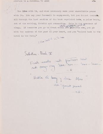Lot #5085 Ernest Hemingway Hand-Annotated Anthology Manuscript (60+ Pages), Carrying His Commentary on A Farewell to Arms, Death in the Afternoon, For Whom the Bell Tolls, and The Old Man and the Sea - Image 13