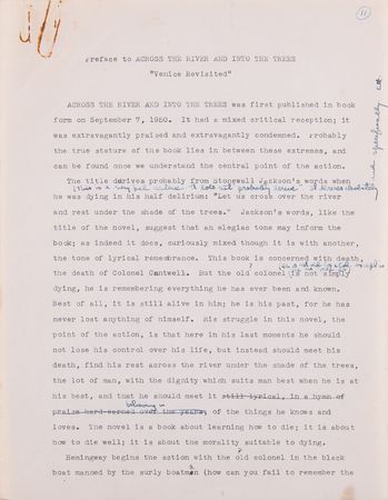 Lot #5085 Ernest Hemingway Hand-Annotated Anthology Manuscript (60+ Pages), Carrying His Commentary on A Farewell to Arms, Death in the Afternoon, For Whom the Bell Tolls, and The Old Man and the Sea - Image 4