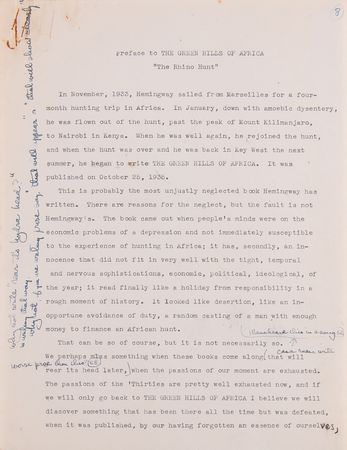 Lot #5085 Ernest Hemingway Hand-Annotated Anthology Manuscript (60+ Pages), Carrying His Commentary on A Farewell to Arms, Death in the Afternoon, For Whom the Bell Tolls, and The Old Man and the Sea - Image 6