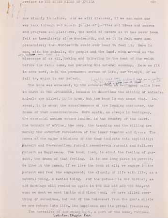 Lot #5085 Ernest Hemingway Hand-Annotated Anthology Manuscript (60+ Pages), Carrying His Commentary on A Farewell to Arms, Death in the Afternoon, For Whom the Bell Tolls, and The Old Man and the Sea - Image 7
