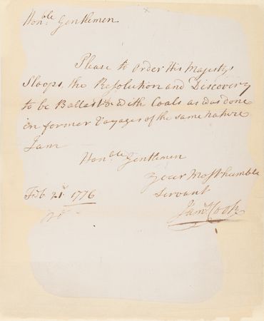 Lot #5049 James Cook Autograph Letter Signed,