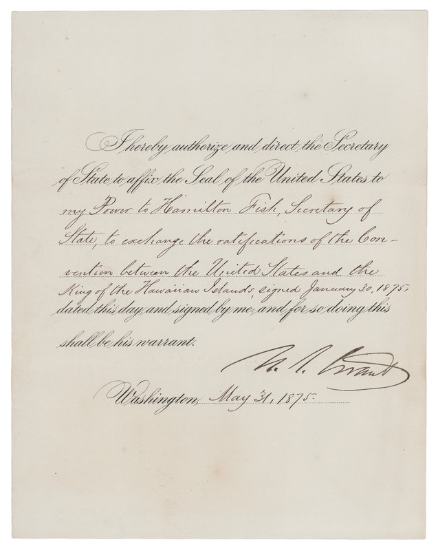 Lot 43 U.S. Grant Document Signed as President for a 