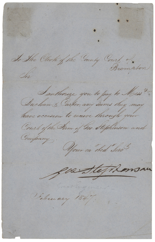 Lot 503 George Stephenson Letter Signed