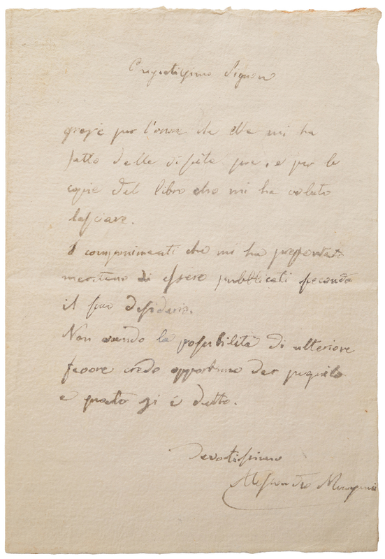 Lot 536 Alessandro Manzoni Autograph Letter Signed