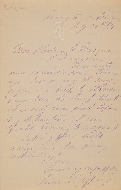 Lot 256 Louis C. Tiffany Autograph Letter Signed