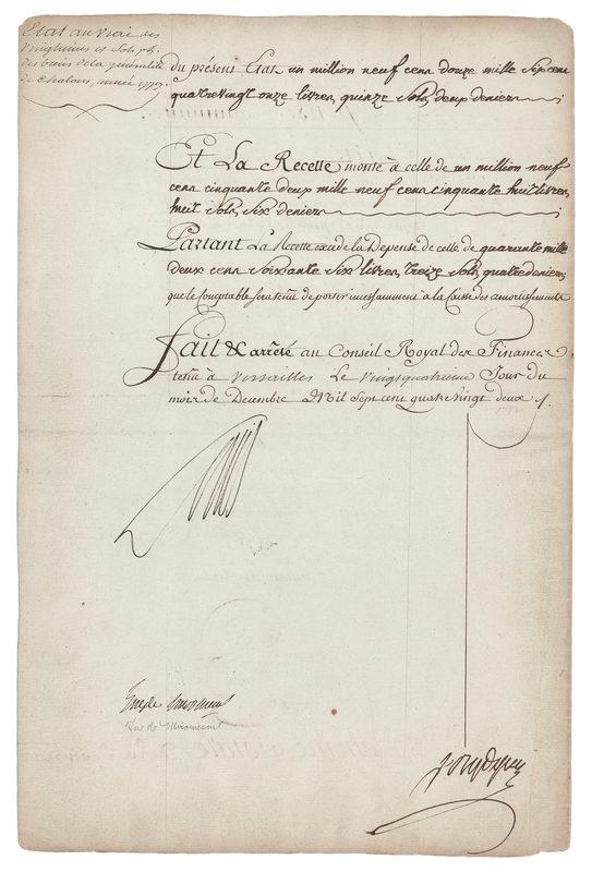 Lot 195 King Louis XVI Document Signed for Finances in Châlons